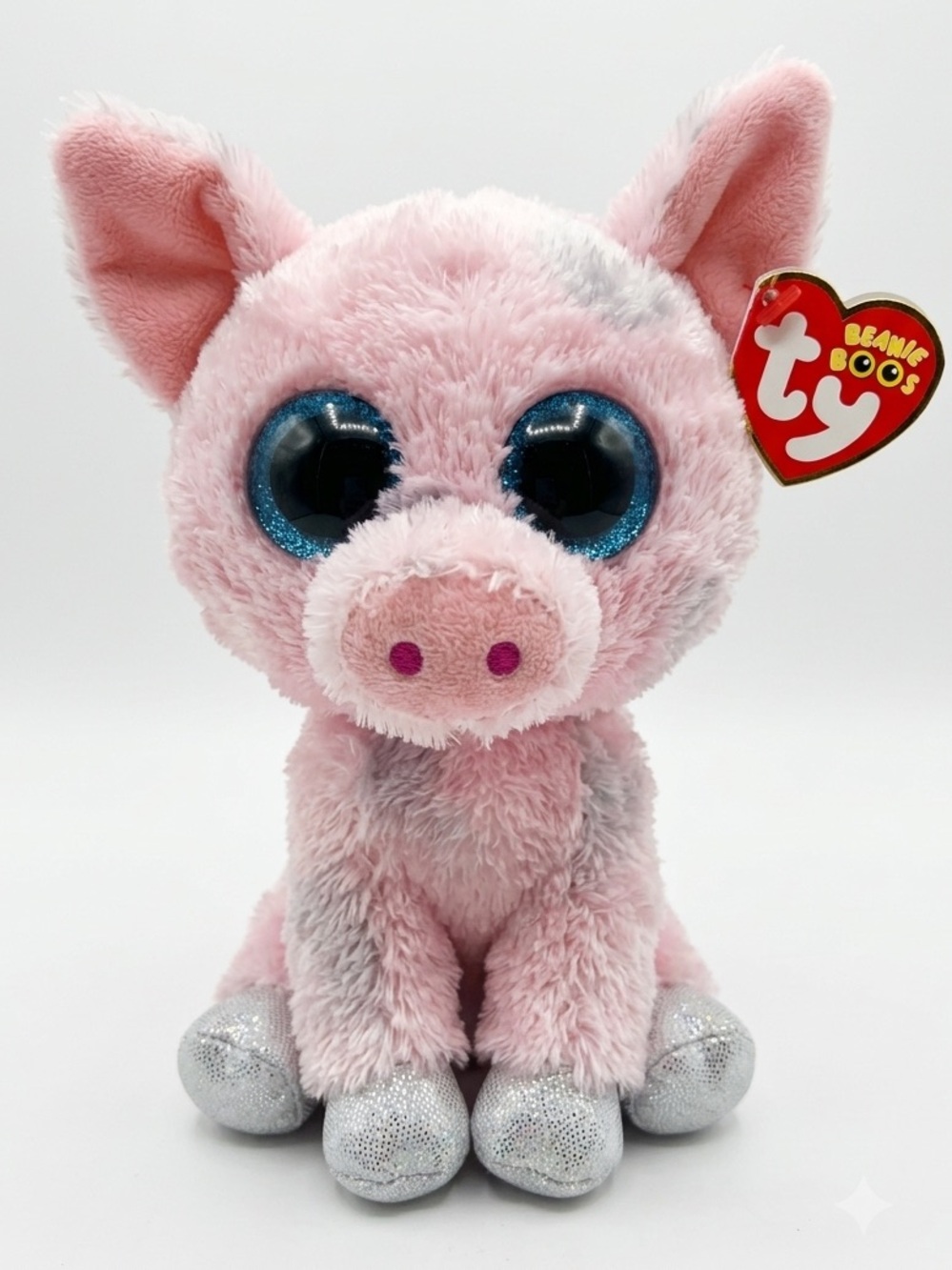 TY Pink Pig Plush with Sparkling Blue Eyes